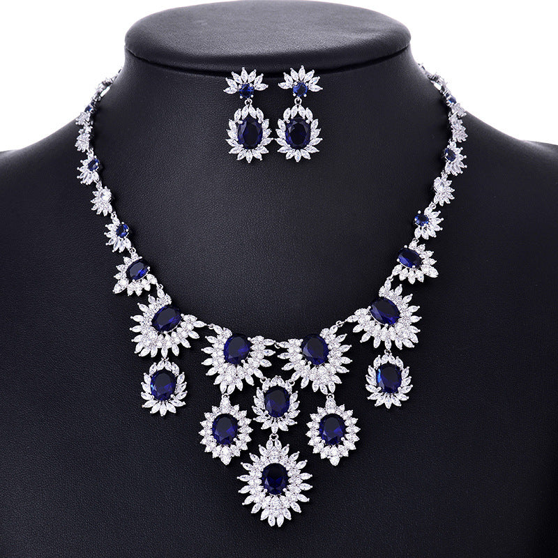 Colorful Zircon Earrings & Necklace Set