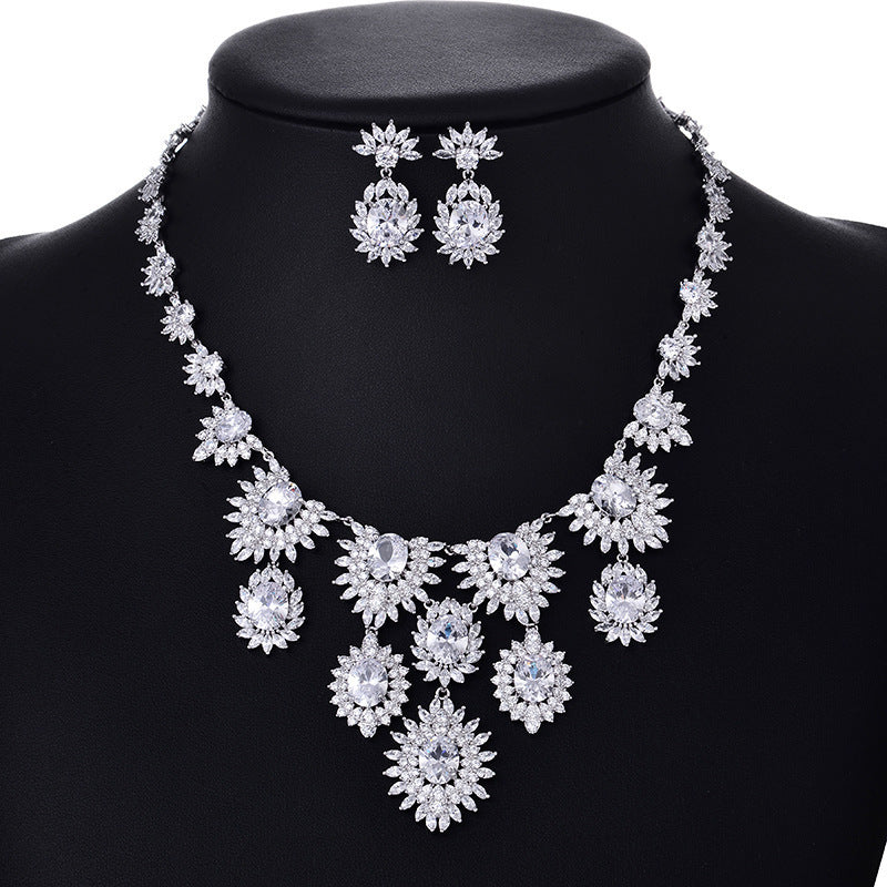 Colorful Zircon Earrings & Necklace Set
